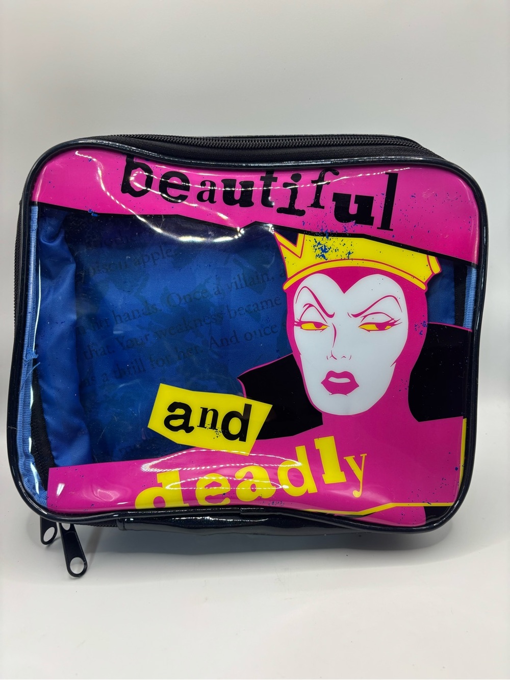 Disney Pink and Yellow 'Beautiful and Deadly' Evil Queen Cosmetic Bag